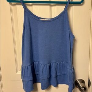 LOFT Peplum Tank Top Periwinkle Blue Ruffles
